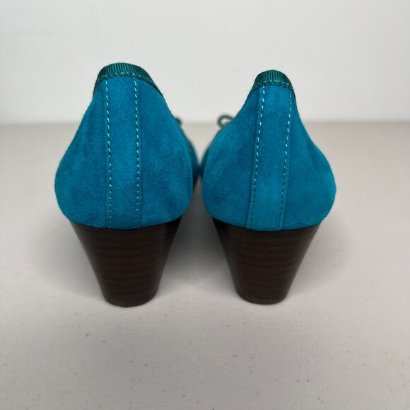 Tory Burch Teal Suede Chelsea Ballet Wedges Size 7 - Picture 7 of 9